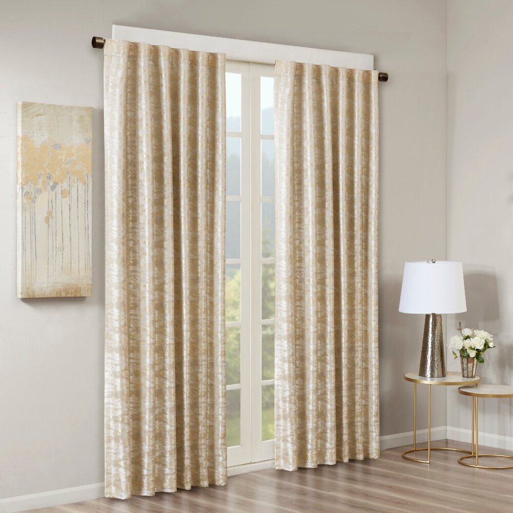 *CLEARANCE* Sun Smart Cassius Jacquard Total Blackout Panel, Gold